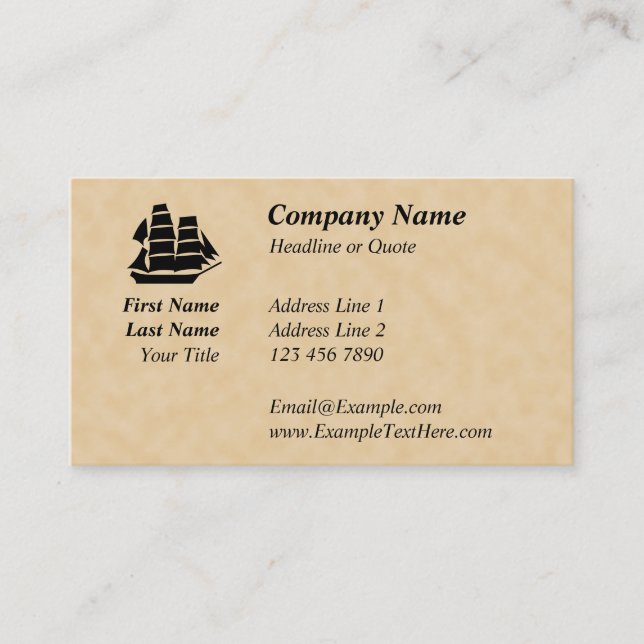 Pirate Ship. Sailing Ship. Business Card (Front)