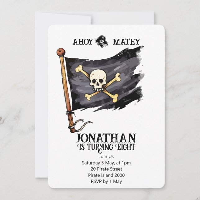 Pirate Ship Skull Birthday Invitation (Front)