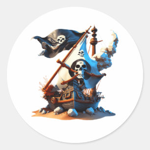 Pirate Ship Stickers!  Classic Round Sticker
