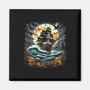 Pirate Ship Storm Halloween Boat Captain Boating R Magnet