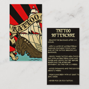pirate ship tattoo aftercare instructions business card