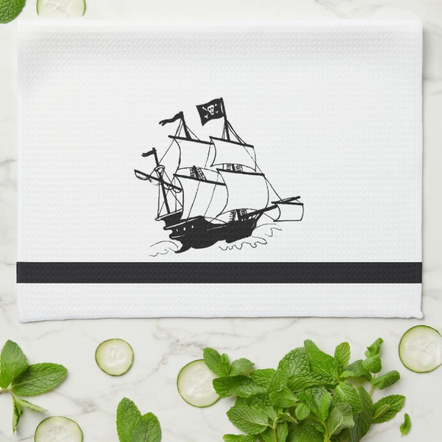 Pirate Ship Tea Towel (Folded)