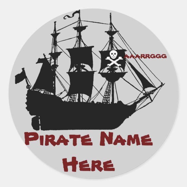 Pirate Ship Themed Birthday Party favour Classic Round Sticker (Front)