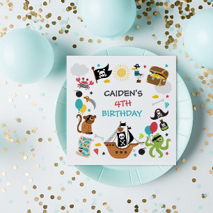 Pirate Ship Treasure Birthday Party Napkin