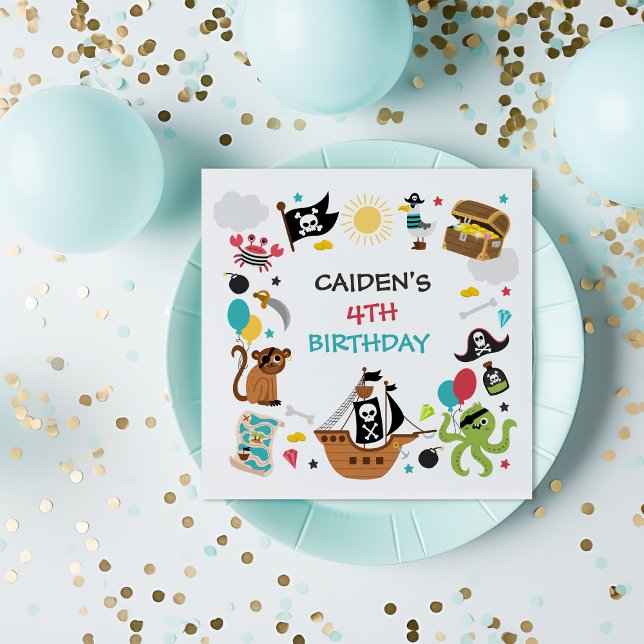 Pirate Ship Treasure Birthday Party Napkin (Creator Uploaded)