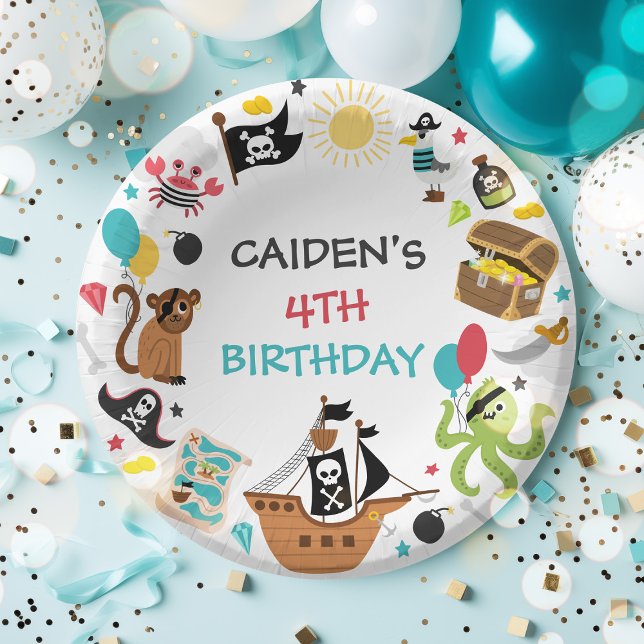 Pirate Ship Treasure Birthday Party Paper Plate (Creator Uploaded)