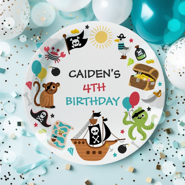 Pirate Ship Treasure Birthday Party Paper Plate (Creator Uploaded)