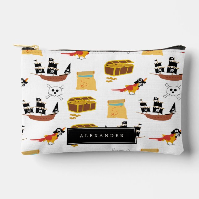 Pirate Ship Treasure Chest Theme Pattern Accessory Pouch (Front)