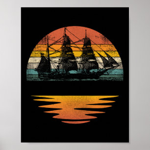 Pirate Ship Vintage Nautical Sailing Boat Poster