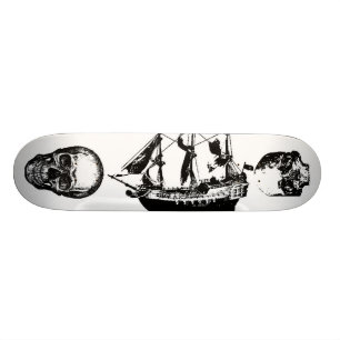 Pirate ship with 2 skulls facing out skateboard