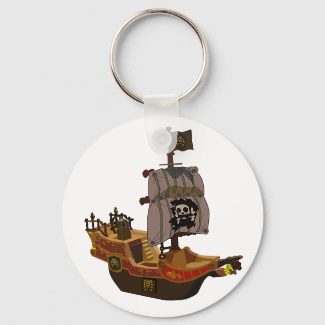 Pirate Ship with Skull Flag Key Ring (Front)