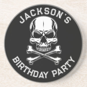 Pirate  Ship's Skull  Black Coaster