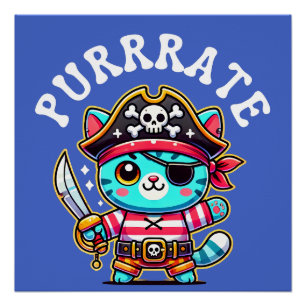 Pirate Shirts Cat Lover Gift Straight Cut T Poster