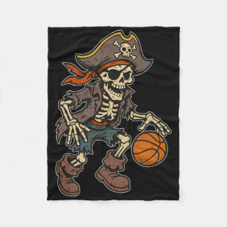 Pirate Skeleton Basketball Halloween Pirate Costum Fleece Blanket