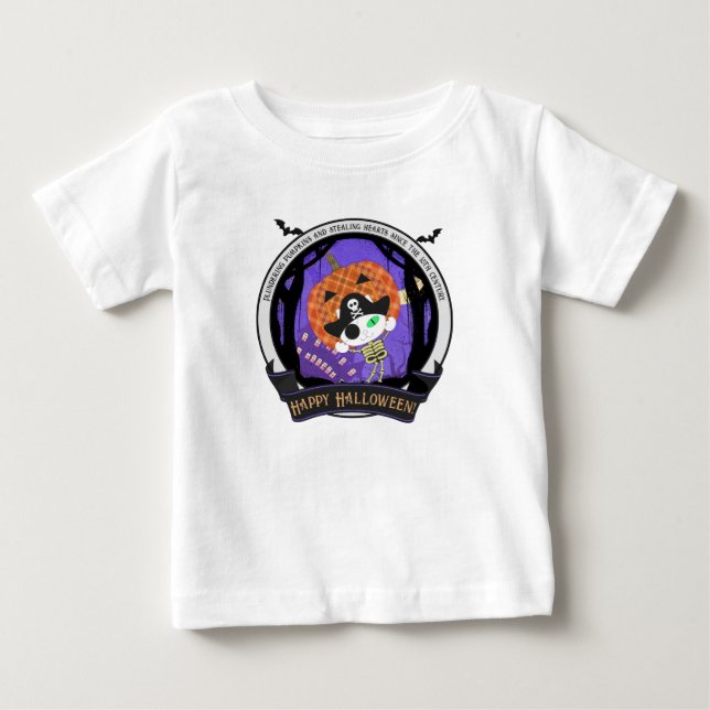 Pirate skeleton cat baby T-Shirt (Front)