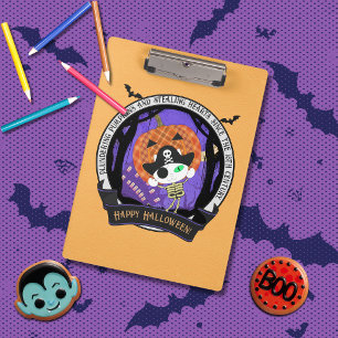 Pirate skeleton cat clipboard