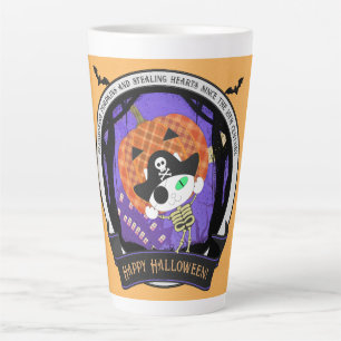 Pirate skeleton cat latte mug