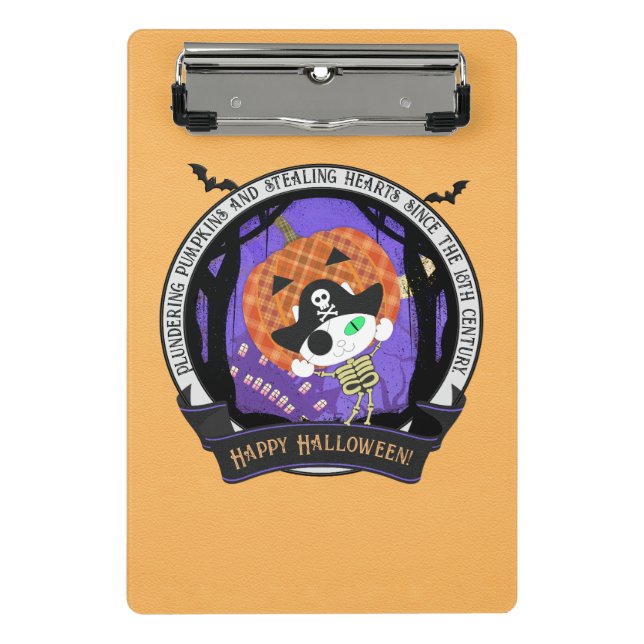 Pirate skeleton cat mini clipboard (Front)