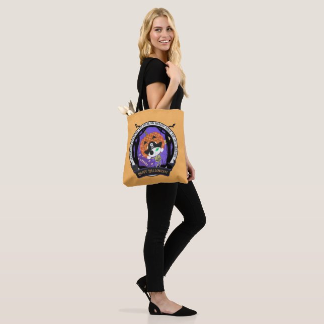 Pirate skeleton cat tote bag (On Model)