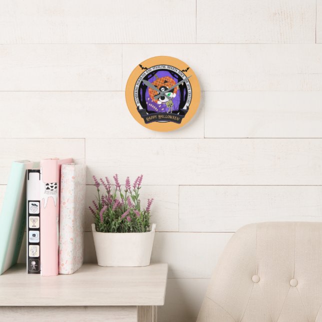 Pirate skeleton cat Wall  Round Clock (Reading Room)
