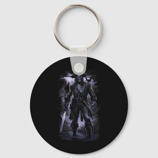 Pirate Skeleton Ghost Ship Halloween Costume Party Key Ring (Front)