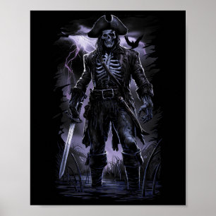 Pirate Skeleton Ghost Ship Halloween Costume Party Poster