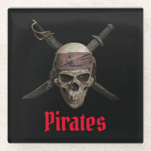 Pirate skeleton  glass coaster