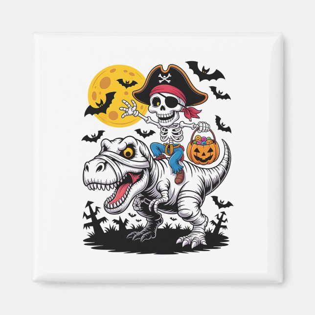 Pirate Skeleton Halloween T Rex Candy Dinosaur Shi Magnet (Front)
