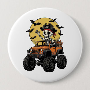 Pirate Skeleton Monster Truck Halloween Design_1 10 Cm Round Badge