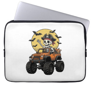 Pirate Skeleton Monster Truck Halloween Design_1 Laptop Sleeve