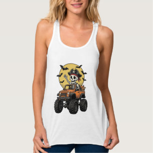 Pirate Skeleton Monster Truck Halloween Design_1 Singlet