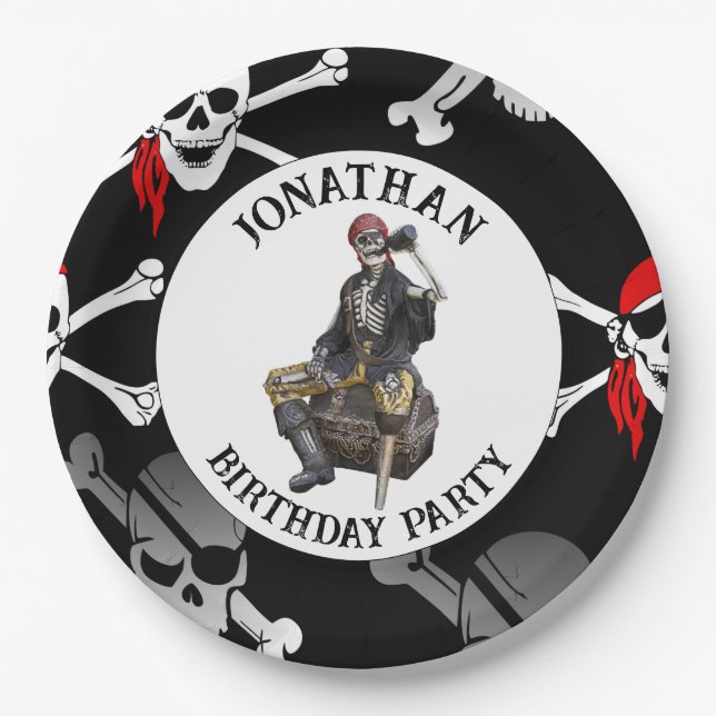 Pirate Skeleton Paper Plate (Front)