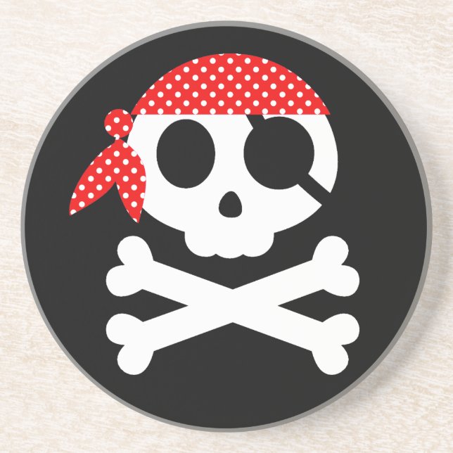 Pirate Skeleton Skull Bandanna Coaster (Front)