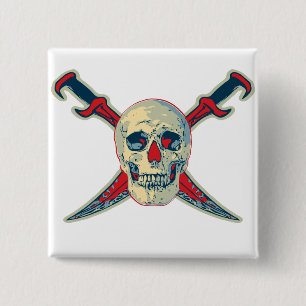 Pirate (Skull) - 2 Inch Square Button 15 Cm Square Badge