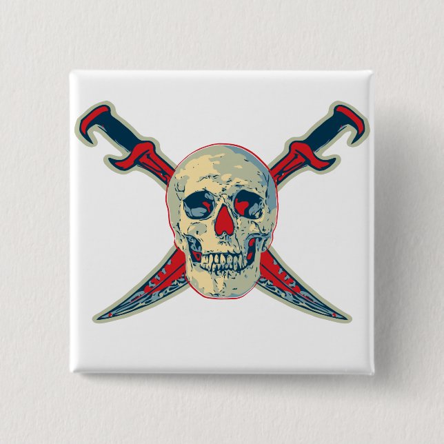 Pirate (Skull) - 2 Inch Square Button 15 Cm Square Badge (Front)
