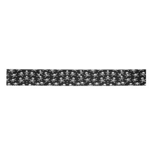 PIRATE SKULL AND BONES SATIN RIBBON