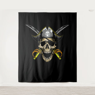 Pirate Skull and Cross Swords Tapestry