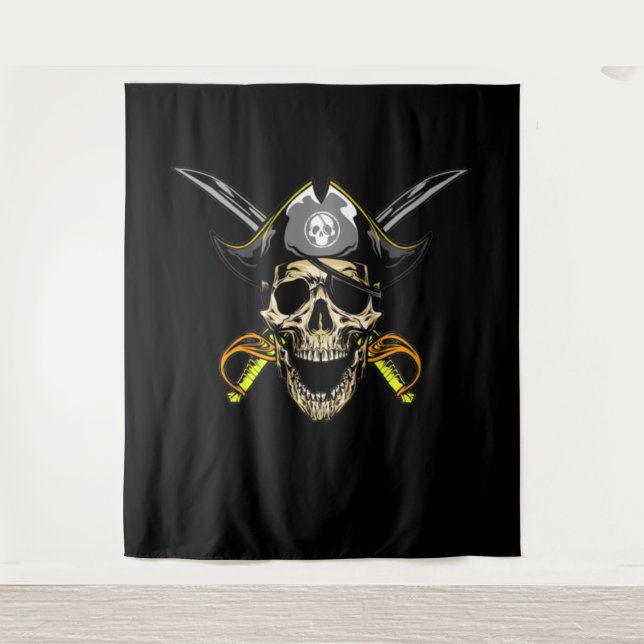 Pirate Skull and Cross Swords  Tapestry (Front)