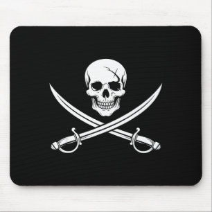 Pirate skull and crossbone cross sword jolly roger mouse pad
