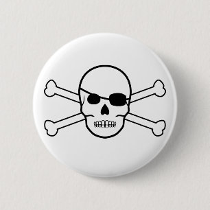 pirate skull and crossbones 6 cm round badge