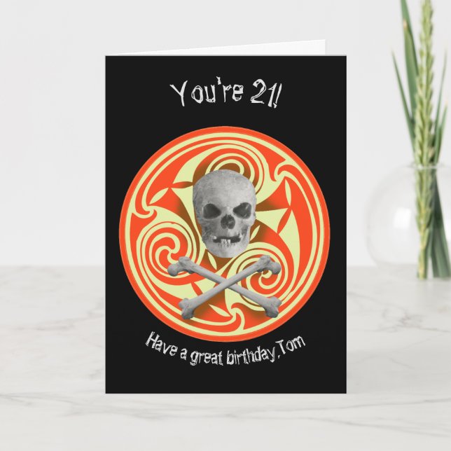 Pirate skull and crossbones birthday card (Front)
