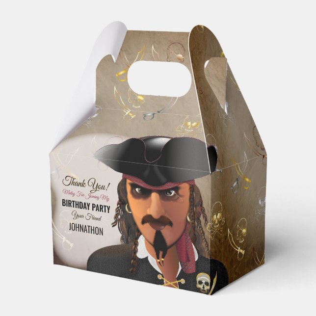 Pirate Skull and Crossbones Boy Birthday Party Favour Box (Front Side)