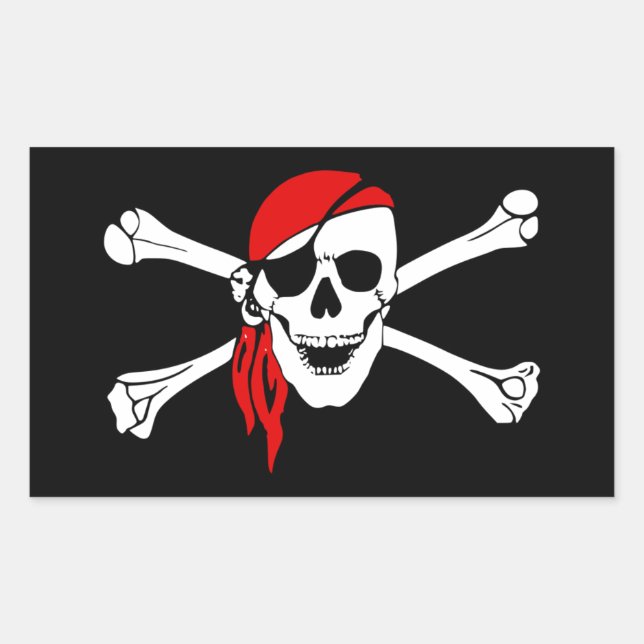 Pirate Skull and crossbones Flag Rectangular Sticker (Front)