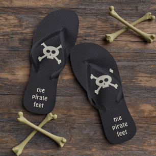 Pirate Skull and Crossbones Funny Jolly Roger Jandals