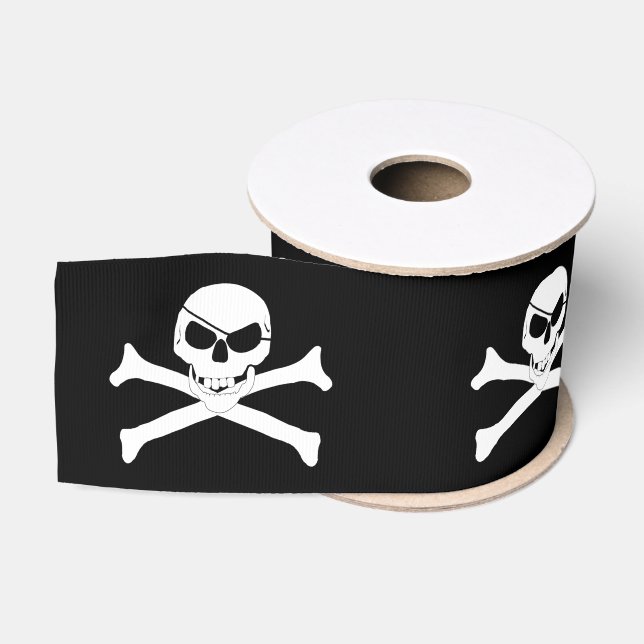 Pirate Skull and Crossbones  Grosgrain Ribbon (Spool)