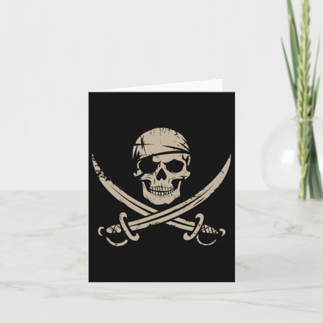 Pirate Skull And Crossbones Skeleton Halloween For Card (Front)