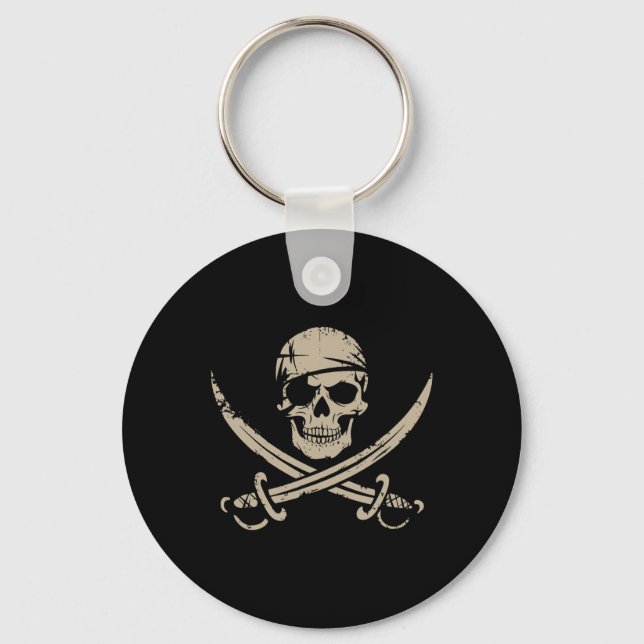 Pirate Skull And Crossbones Skeleton Halloween For Key Ring (Front)