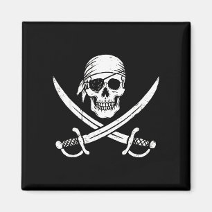 Pirate skull and crossbones skeleton halloween magnet