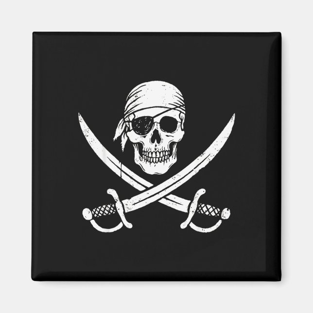 Pirate skull and crossbones skeleton halloween magnet (Front)