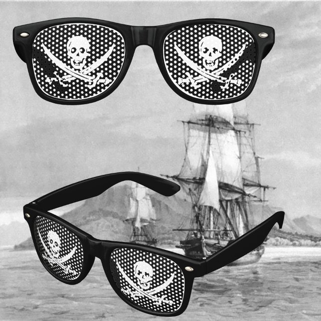 Pirate Skull and Crossed Cutlasses Retro Sunglasses (pirate party )